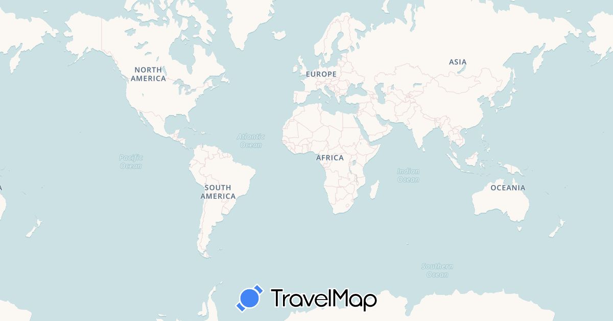 TravelMap itinerary: driving in Australia, Brazil, Cape Verde, Spain, United Kingdom, Portugal, Saint Helena, South Africa (Africa, Europe, Oceania, South America)